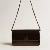 Gioia-tas in glanzend zwart leer met metalen details