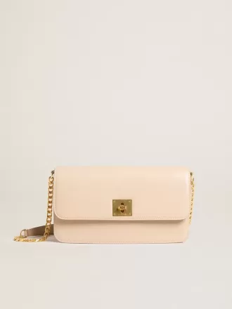 Gioia-tas in lichtroze leer met gouden details