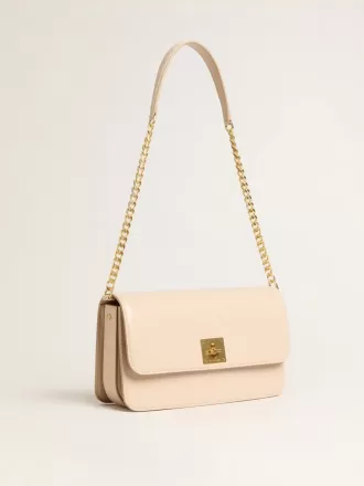 Gioia-tas in lichtroze leer met gouden details