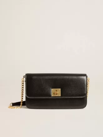 Gioia-tas in zwart leer met gouden details