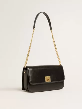 Gioia-tas in zwart leer met gouden details
