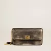 Gioia-tas in zwart vintage leer met gouden details