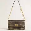 Gioia-tas in zwart vintage leer met gouden details