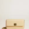Gioia-tas van vanillekleurig schapenleer met gouden details