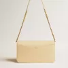 Gioia-tas van vanillekleurig schapenleer met gouden details