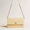 Gioia-tas van vanillekleurig schapenleer met gouden details