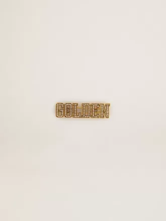 Gouden kanten label in antiek goudkleur met parels