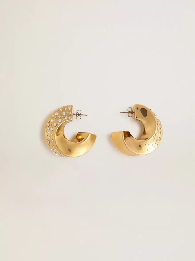 Gouden oorringen met kristallen