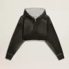 Grijs cropped sweatshirt met een doorleefd effect