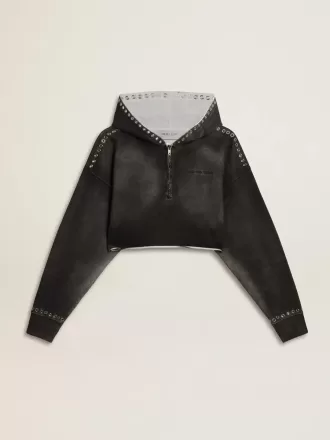 Grijs cropped sweatshirt met een doorleefd effect