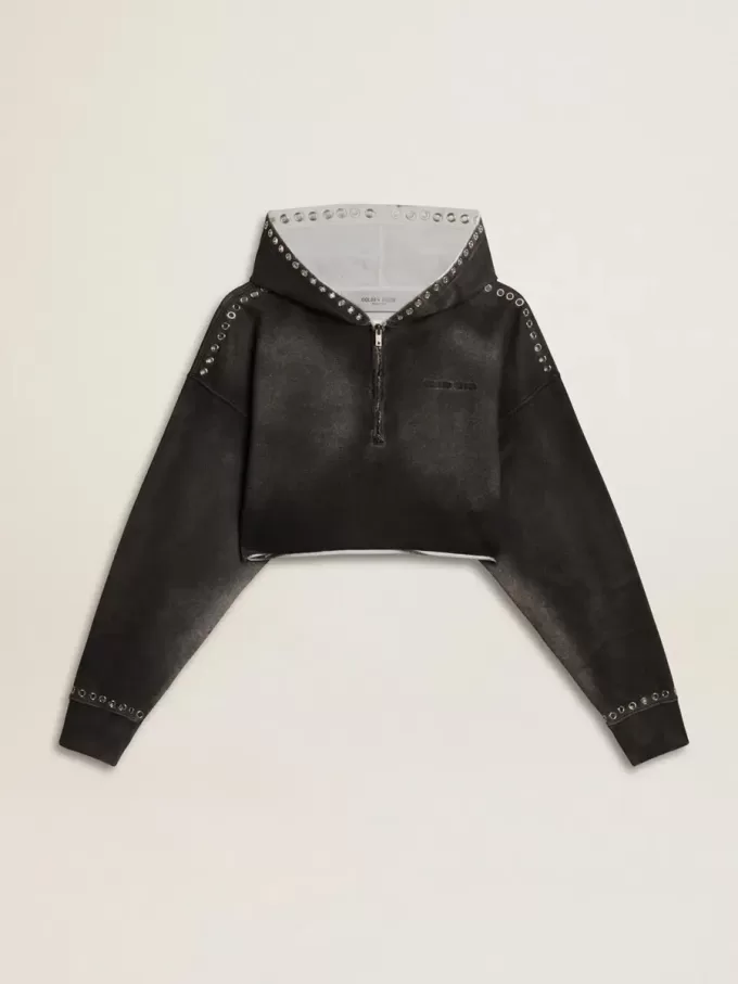 Grijs cropped sweatshirt met een doorleefd effect