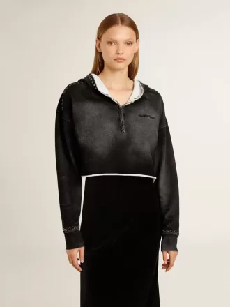 Grijs cropped sweatshirt met een doorleefd effect