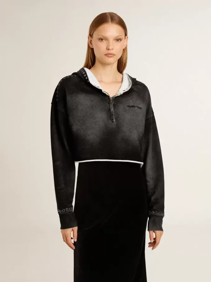 Grijs cropped sweatshirt met een doorleefd effect