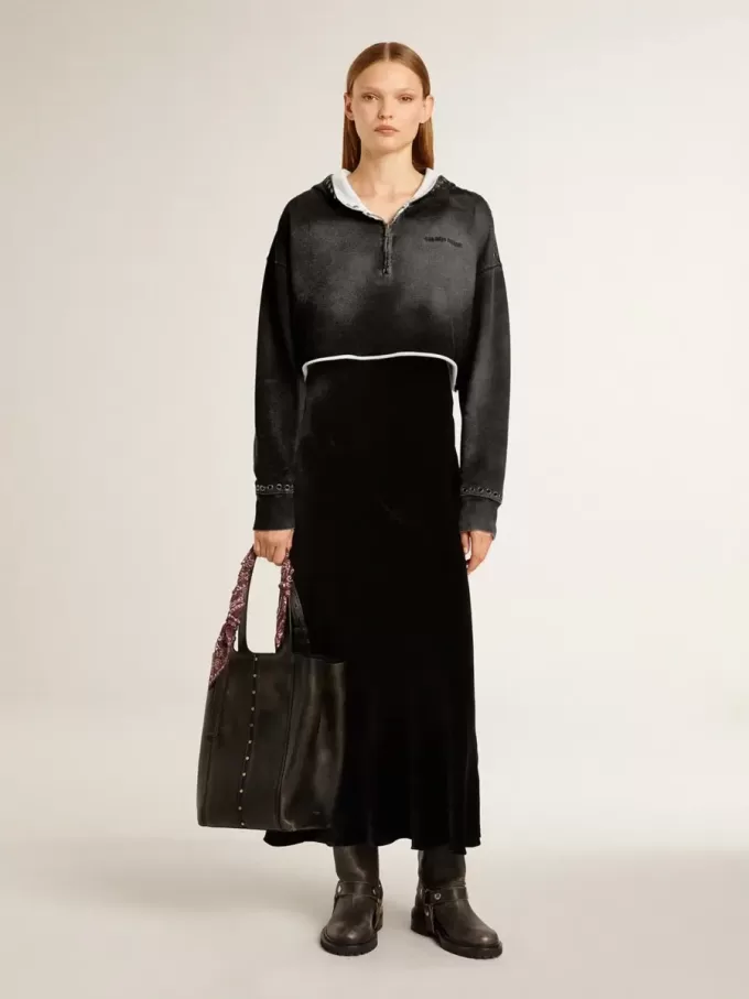 Grijs cropped sweatshirt met een doorleefd effect