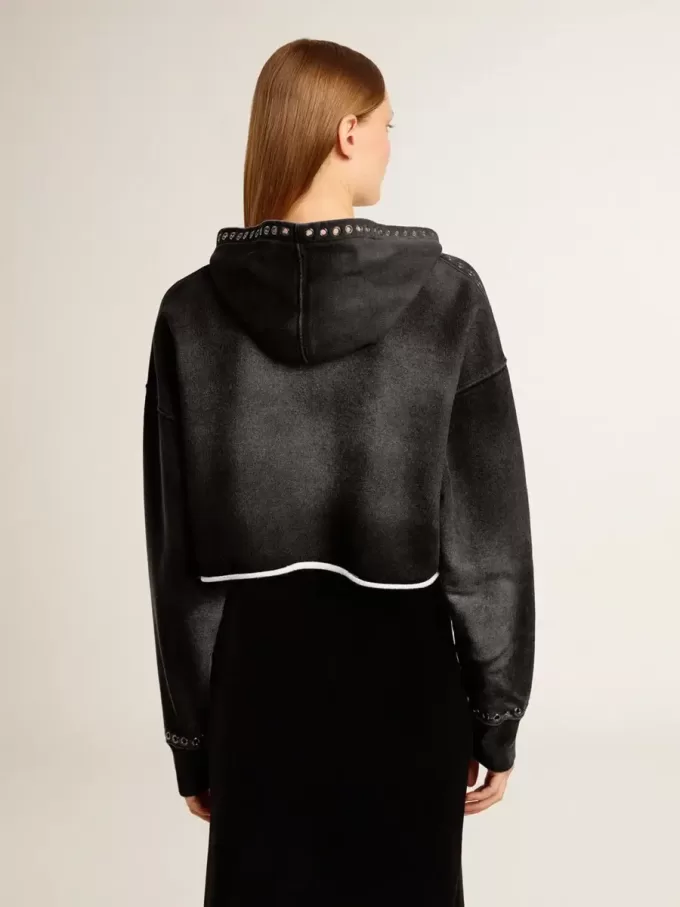 Grijs cropped sweatshirt met een doorleefd effect