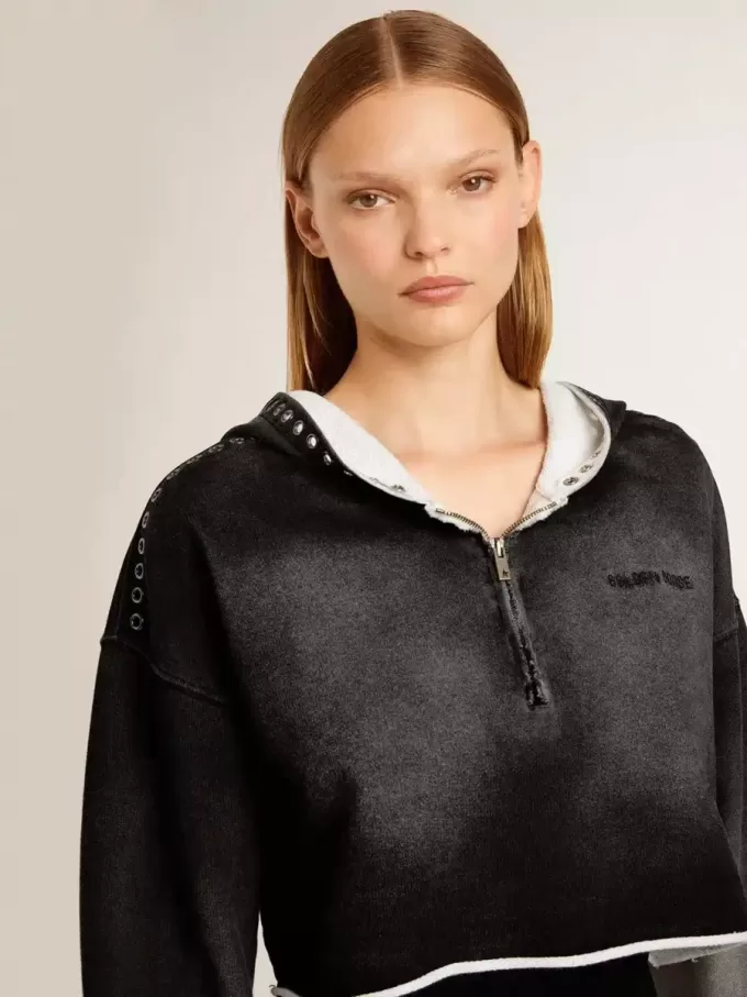 Grijs cropped sweatshirt met een doorleefd effect