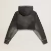 Grijs cropped sweatshirt met een doorleefd effect