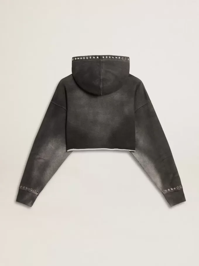Grijs cropped sweatshirt met een doorleefd effect