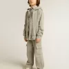 Grijs gemêleerd sweatshirt met capuchon en print op de rug