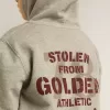 Grijs gemêleerd sweatshirt met capuchon en print op de rug