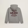 Grijs gemêleerd sweatshirt met capuchon en print op de rug