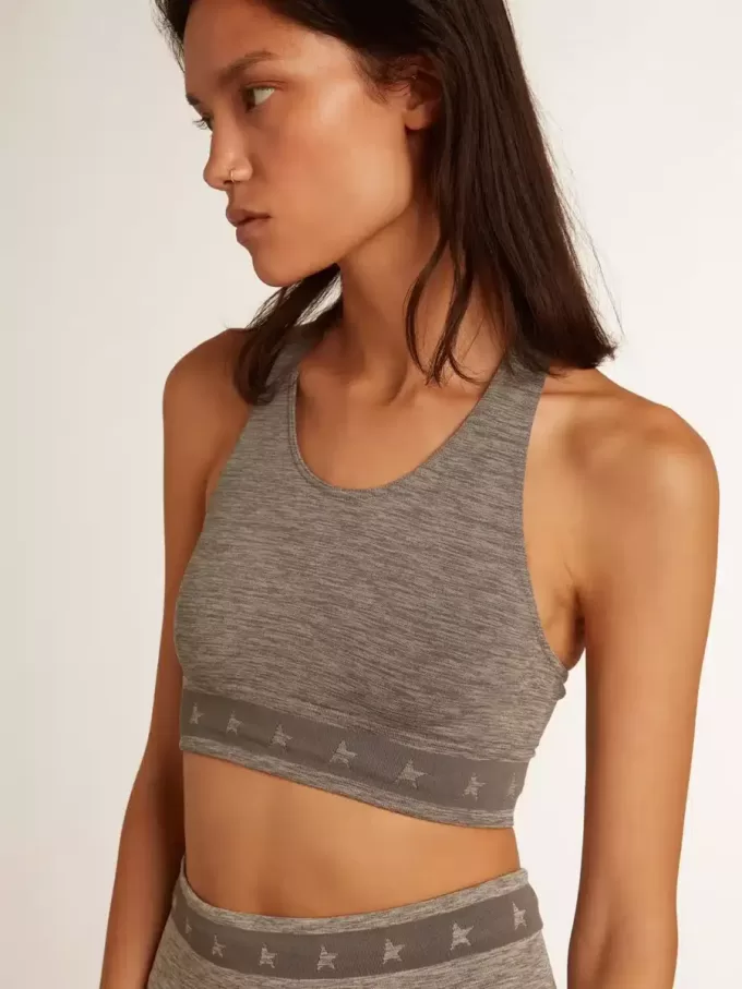 Grijs gemêleerde sporttop