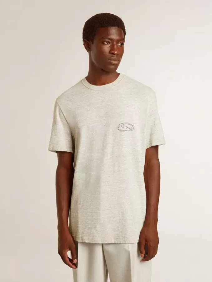 Grijs heren-T-shirt met zwarte letters