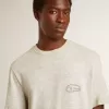 Grijs heren-T-shirt met zwarte letters