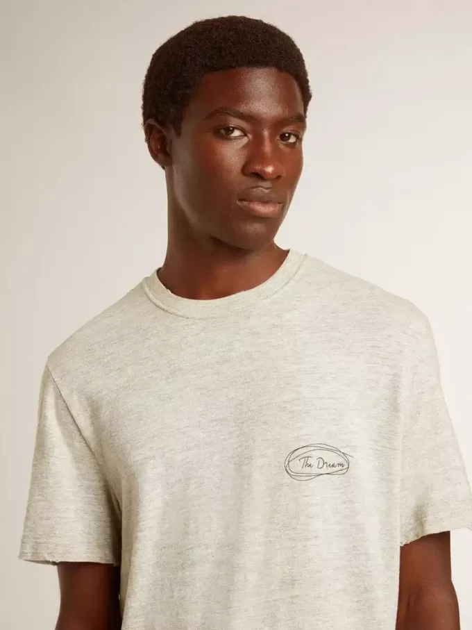 Grijs heren-T-shirt met zwarte letters