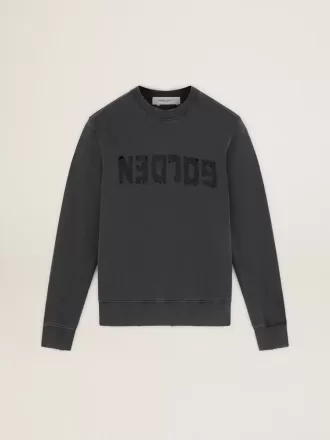 Grijs herensweatshirt met logo en distressed-afwerking