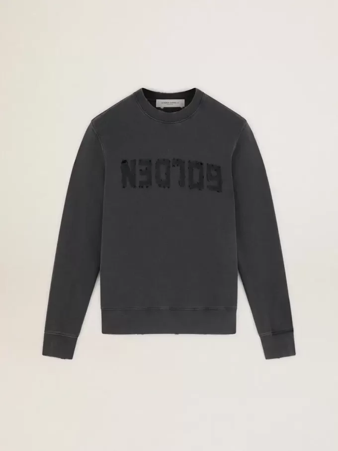 Grijs herensweatshirt met logo en distressed-afwerking