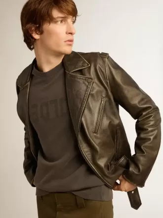 Grijs herensweatshirt met logo en distressed-afwerking