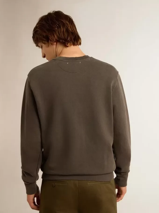 Grijs herensweatshirt met logo en distressed-afwerking