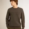 Grijs herensweatshirt met logo en distressed-afwerking
