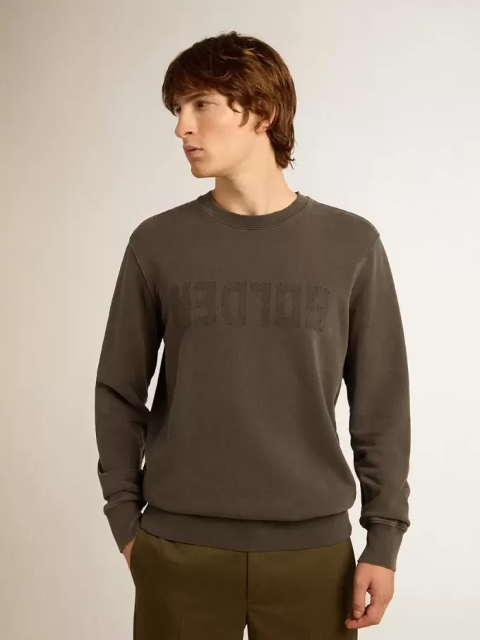 Grijs herensweatshirt met logo en distressed-afwerking
