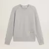 Grijs herensweatshirt met ronde hals en contrasterende stiksels