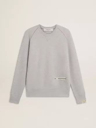 Grijs herensweatshirt met ronde hals en contrasterende stiksels