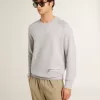 Grijs herensweatshirt met ronde hals en contrasterende stiksels