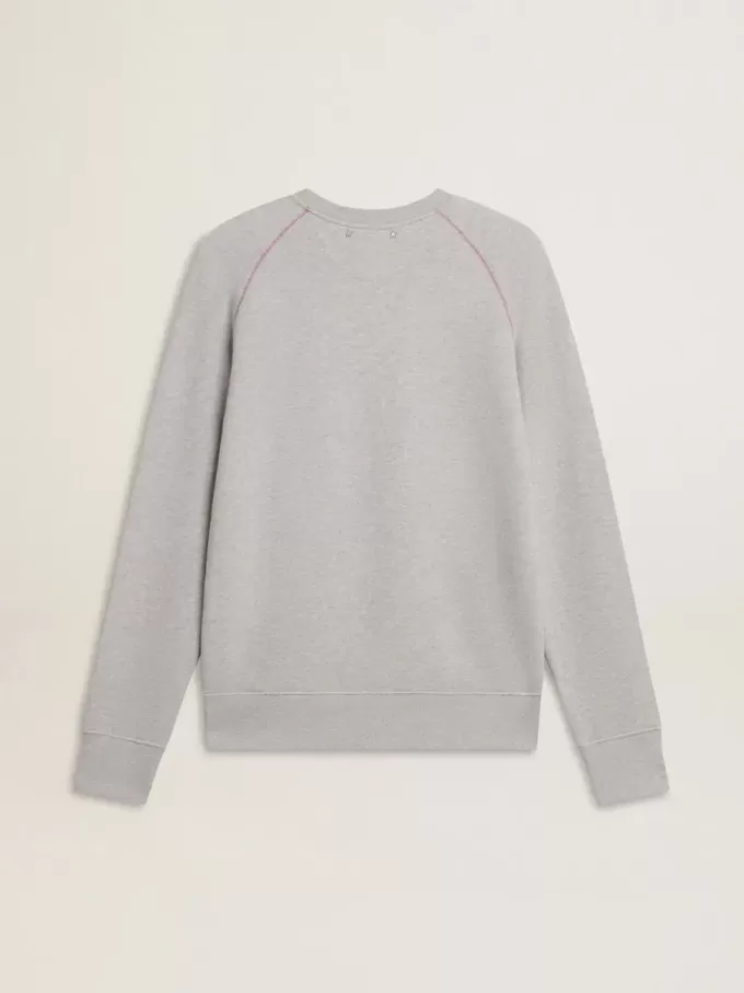 Grijs herensweatshirt met ronde hals en contrasterende stiksels