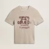 Grijs katoenen T-shirt voor heren met vintage print op de voorkant