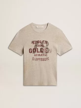 Grijs katoenen T-shirt voor heren met vintage print op de voorkant