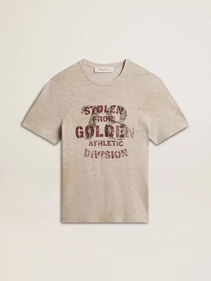 Grijs katoenen T-shirt voor heren met vintage print op de voorkant