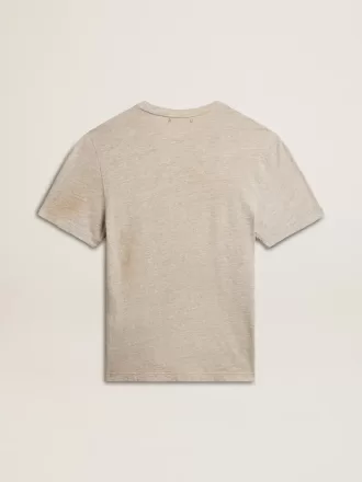 Grijs katoenen T-shirt voor heren met vintage print op de voorkant