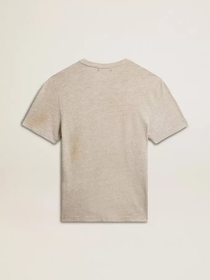 Grijs katoenen T-shirt voor heren met vintage print op de voorkant