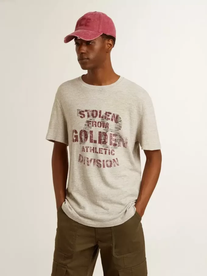 Grijs katoenen T-shirt voor heren met vintage print op de voorkant