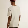 Grijs katoenen T-shirt voor heren met vintage print op de voorkant
