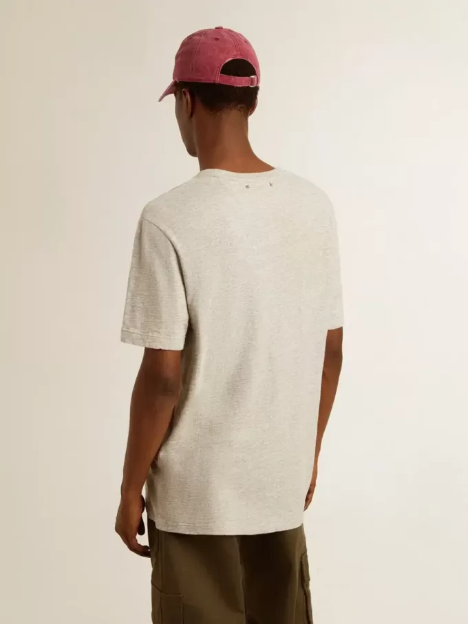 Grijs katoenen T-shirt voor heren met vintage print op de voorkant