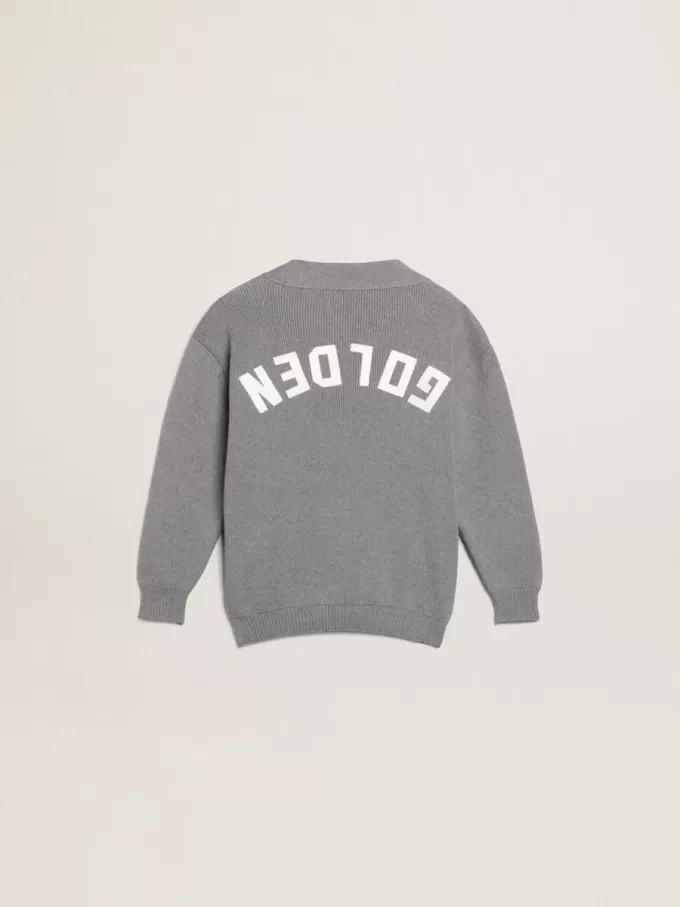 Grijs katoenen vest met logo op de achterkant