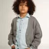 Grijs katoenen vest met logo op de achterkant
