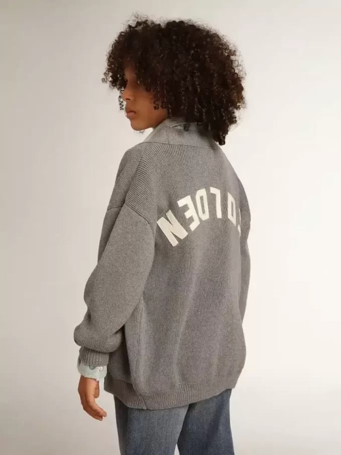 Grijs katoenen vest met logo op de achterkant